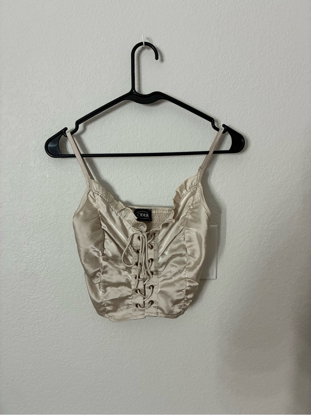 CIDER Satin Lace-Up Crop Top Size XS